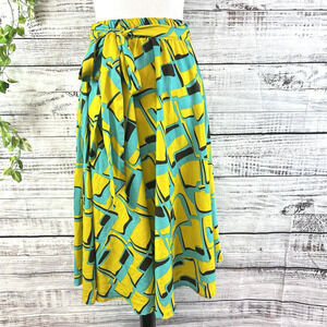 Mix Nouveau Skirt size Small Lime Green Teal Midi Boho Modest Church Peasant